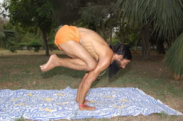 Acharya Ji practicing asana